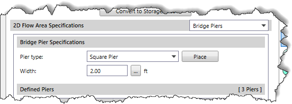 Pier type dropdown combo box Square Pier shape