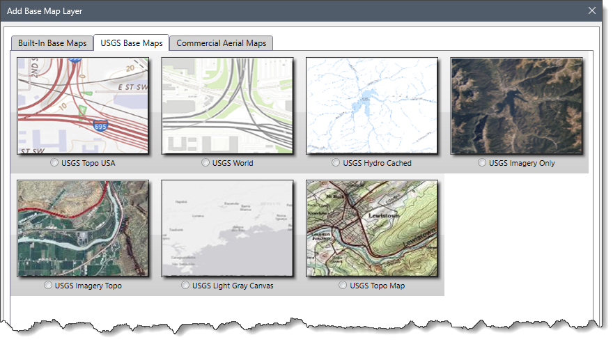 USGS Base Maps panel