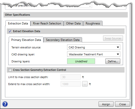Extraction Data panel
