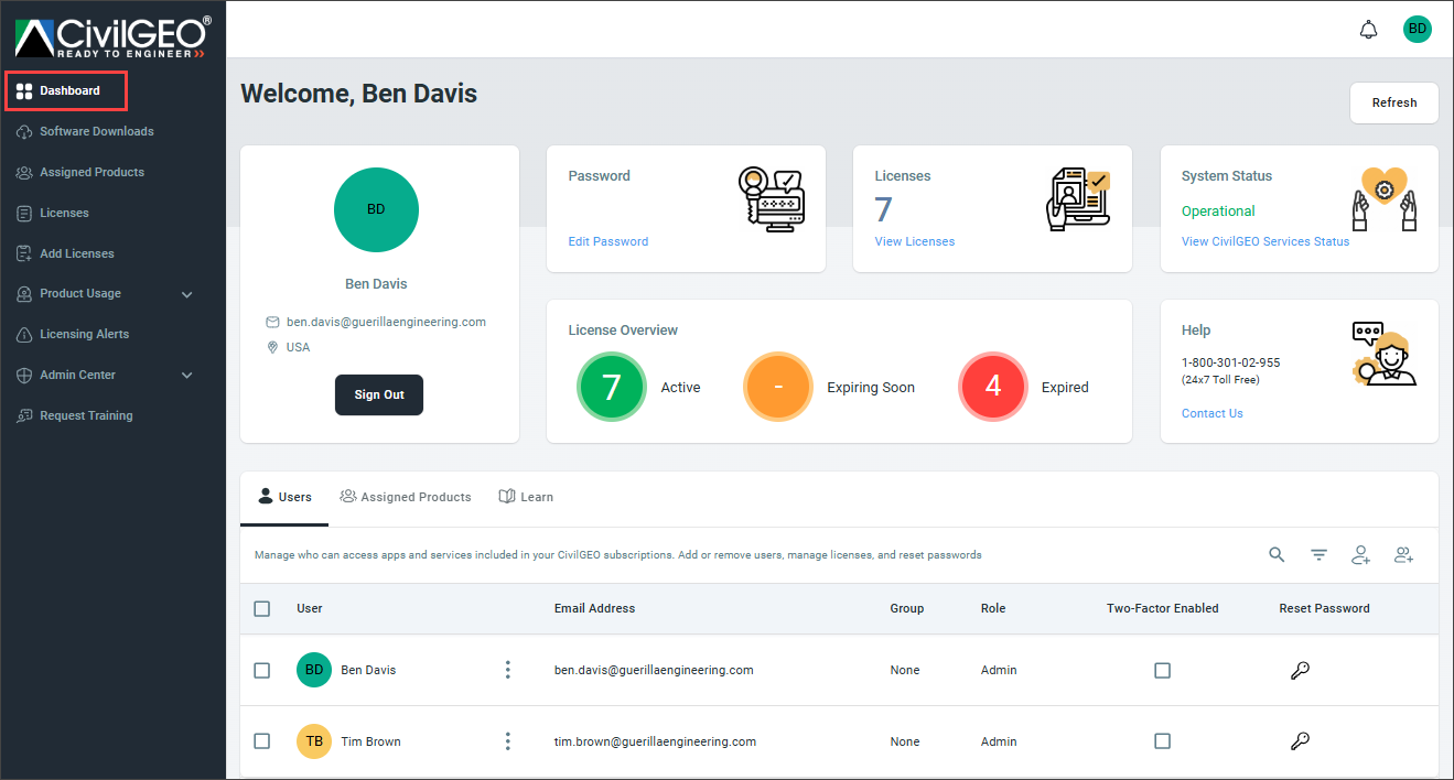 Customer Portal Dashboard