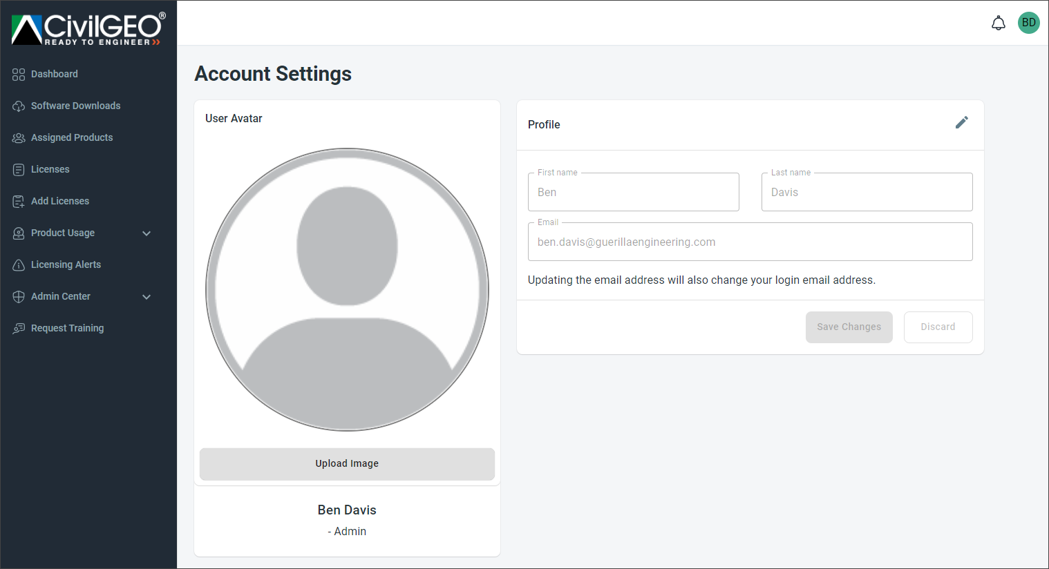 Account Settings page