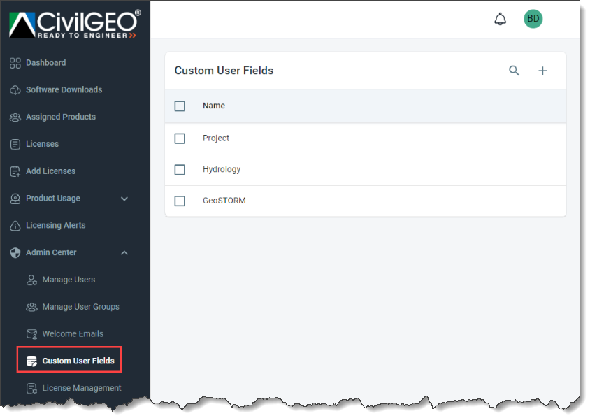 Custom User Fields option