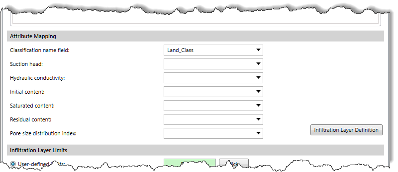 Attribute Mapping section for Green and Ampt method