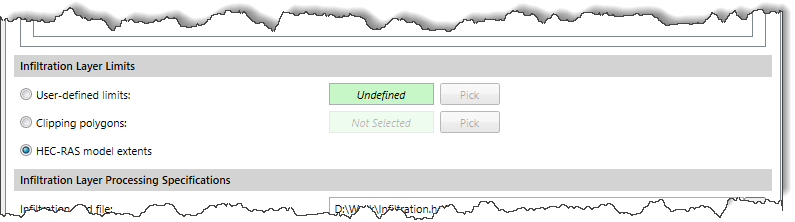 Infiltration Layer Limits section