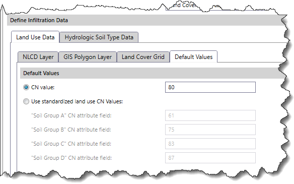 Default Values subpanel