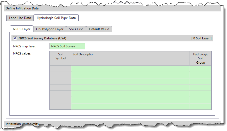 NRCS Layer — Selecting SCS Curve Number as Infiltration Method