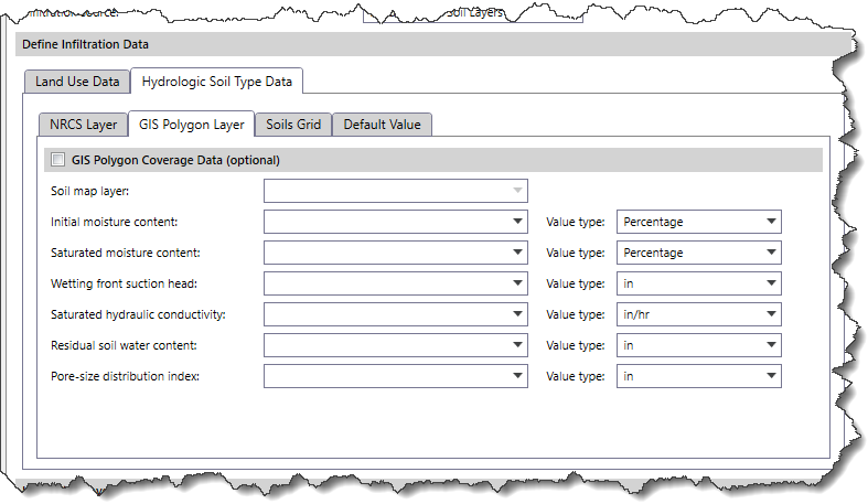 GIS Polygon Layer — Selecting Green and Ampt as Infiltration Method