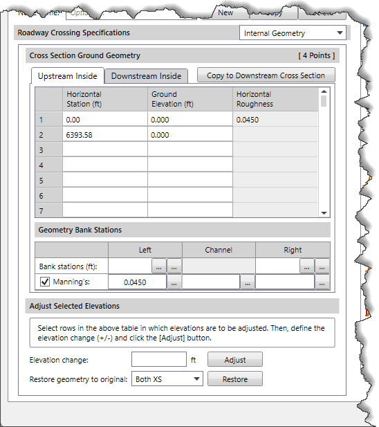 Internal Geometry data panel displayed