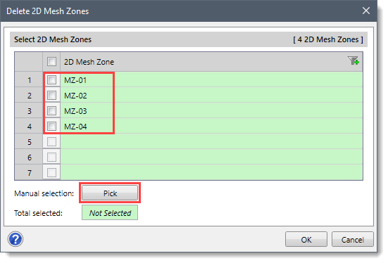 Select 2D Mesh Zones section - [Pick] button