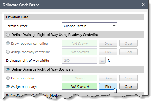 Assign Boundary Radio Button Option