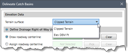 Terrain Surface Dropdown Combo Box