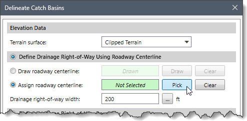 Assign Roadway Centerline Radio Button Option