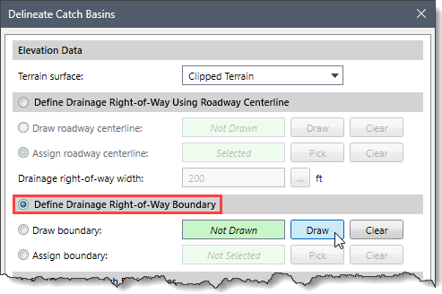 Draw Boundary Radio Button Option