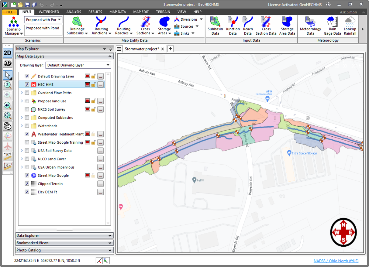 Delineated Catch Basin Network Displayed on the Map View
