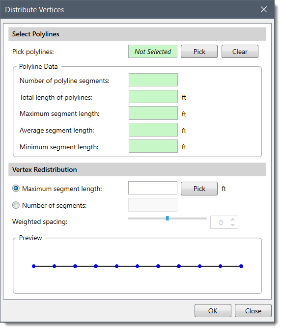 Distribute Vertices dialog box