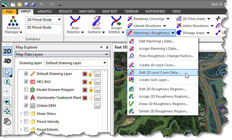 Edit 2D Land Cover Data Input ribbon menu command