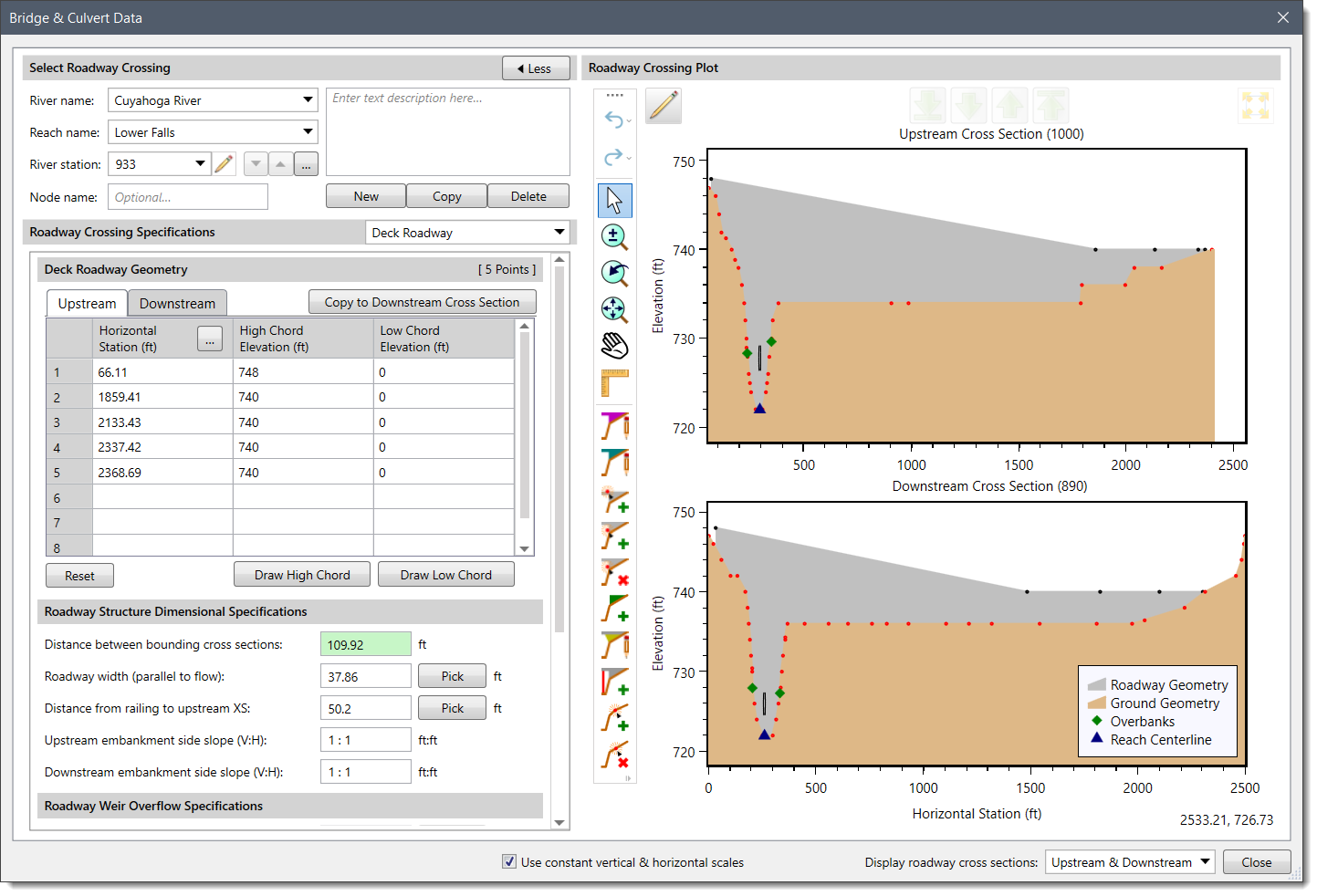 Bridge & Culvert Data dialog box