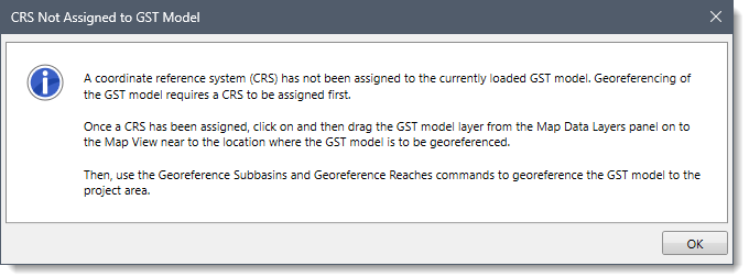 CSR Not Assigned to GST Model Dialog Box