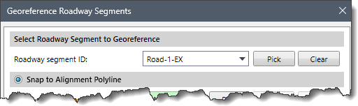 Roadway segment ID dropdown combo box