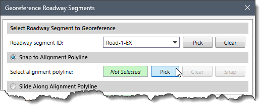 Pick Button - Select alignment polyline