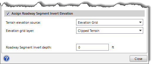 Assign Roadway Segment Invert Elevation