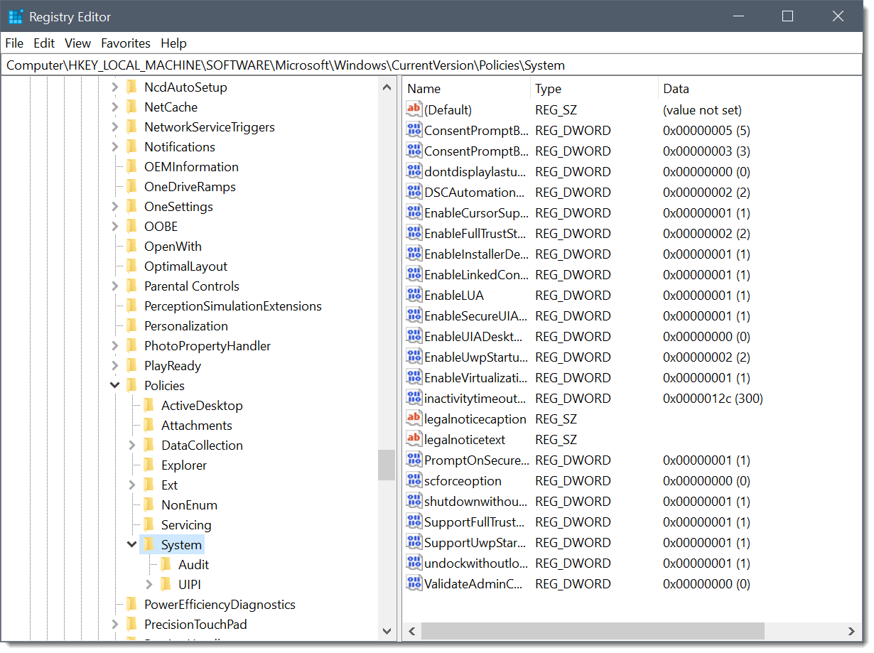 Registry Editor – System