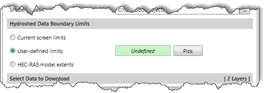 Hydroshed Data Boundary Limits section