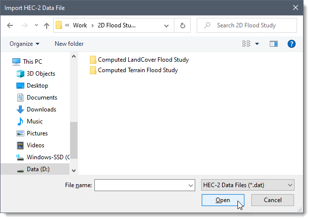 Import HEC‑2 Data File dialog box
