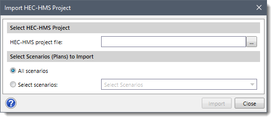 Import HEC-HMS Project dialog box