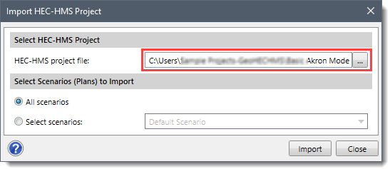 File name will be shown in the HEC-HMS project file entry