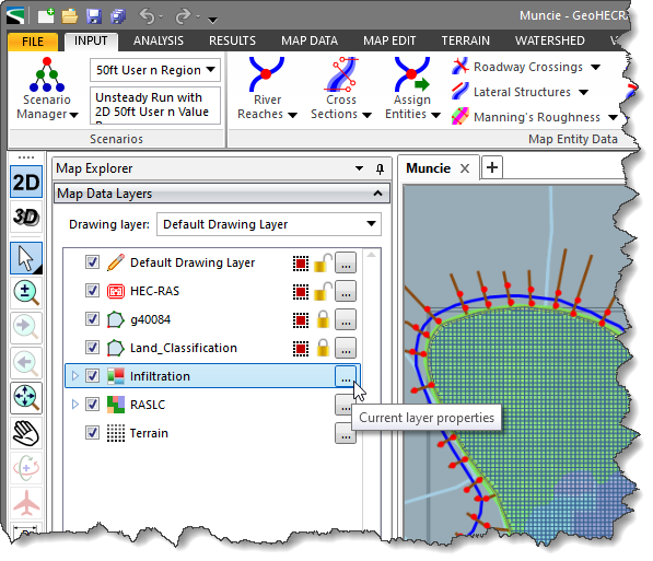 […] button next to Infiltration grid name in the Map Data Layers panel.