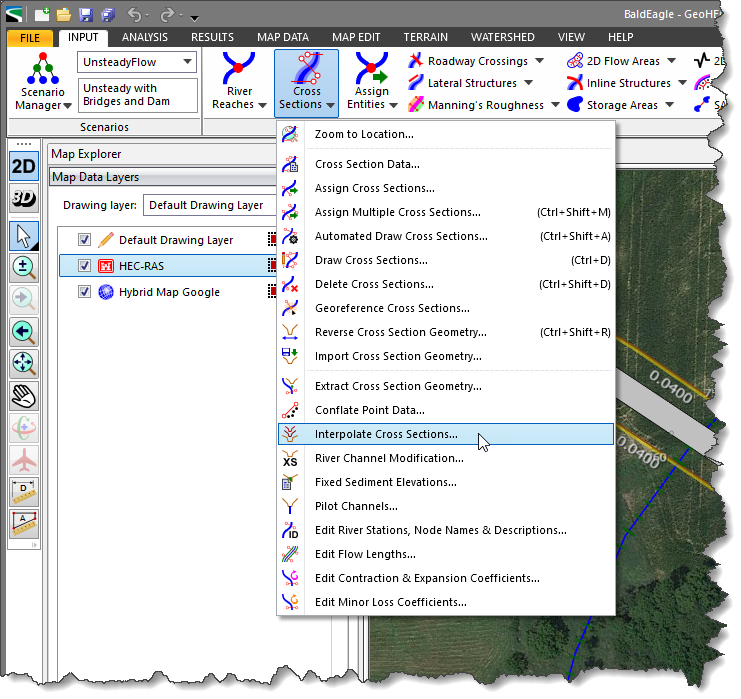 Interpolate Cross Sections Input ribbon menu command