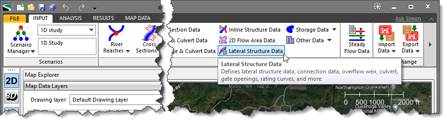 Lateral Structure Data Input ribbon menu command