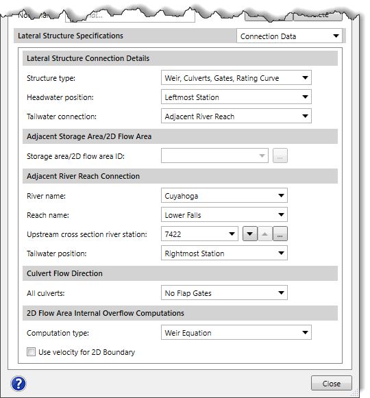 Connection Data Panel