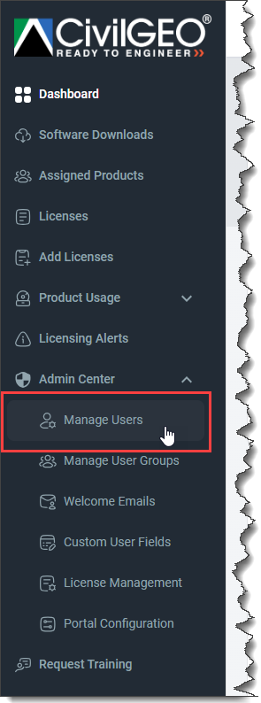 Manage Users Option