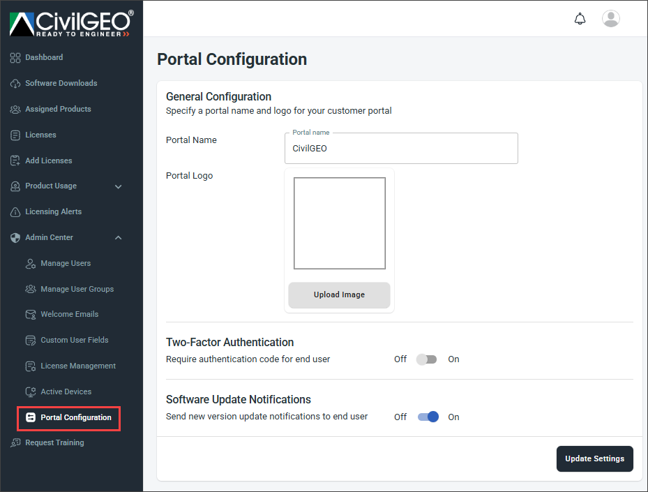 Portal Configuration page