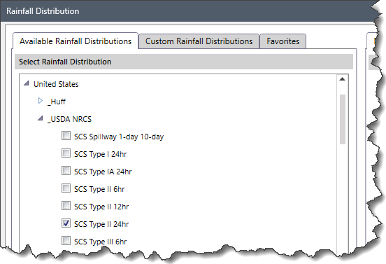 Select Rainfall Distribution Section