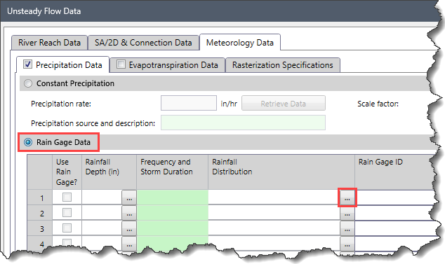 Rain Gage Data Radio Button Option