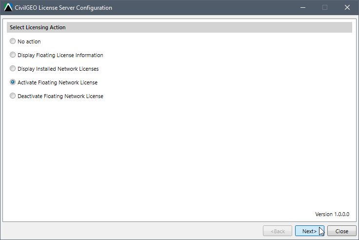 Activate Floating Network License option