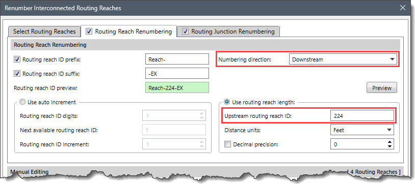 Numbering Direction - Routing Reach Renumbering