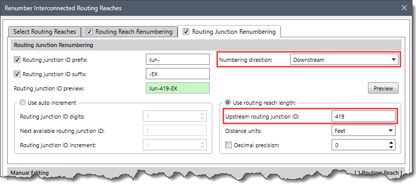 Numbering Direction - Routing Junction Renumbering