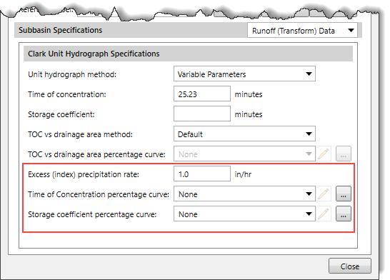 Unit hydrograph Method Variable Parameters