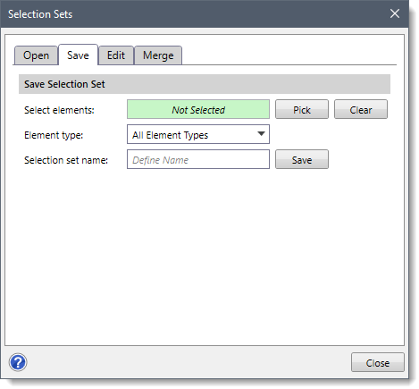 Save Selection Set dialog box