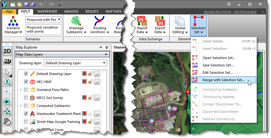 Merge with Selection Set Input ribbon menu command