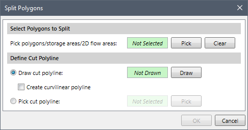 Split polygons dialog box
