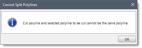 Cannot Split Polylines informational dialog box