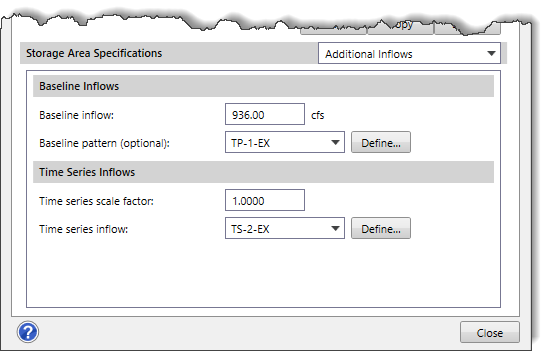 Additional Inflows panel
