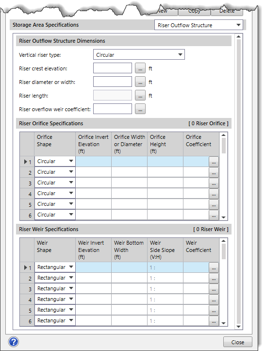 Riser Outflow Structure panel